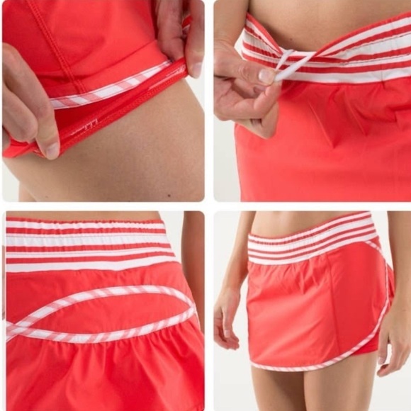 Lululemon Y2K Run Track Attack Love Red Twin Stripe Skirt Short Skort size 6 - Picture 4 of 16